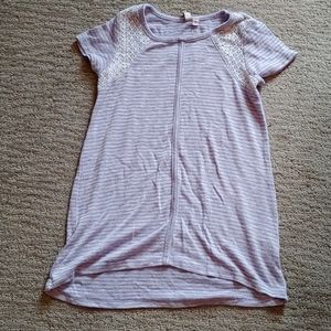 Purple and white stripe tunic.